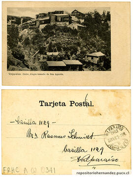 Postal Cerro Alegre tomado de San Agustín - Valparaíso