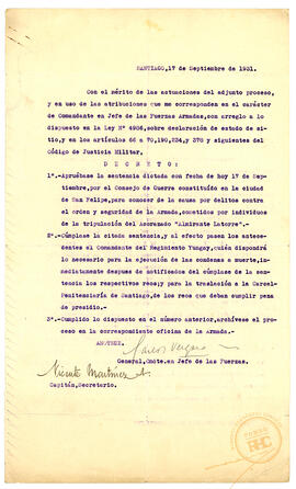 Decreto sobre sublevados en el levantamiento de la escuadra 1931