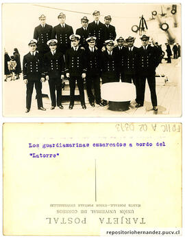 Postal Los guardiamarinas embarcados a bordo del Latorre
