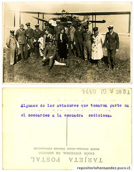 Postal Algunos de los aviadores que tomaron parte en el bombardeo a la escuadra sediciosa