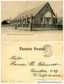 Postal Templo protestante Cerro Concepción - Valparaíso
