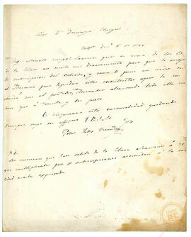 Carta a Domingo Otaegui de Pedro Felix Vicuña