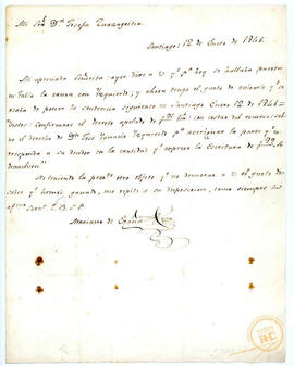 Carta a Josefa Zuazagoitía de Otaegui de Mariano Egaña