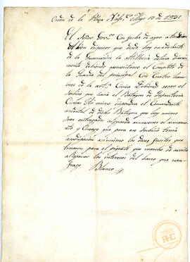 Orden de la Plaza, Valparaíso 20 de mayo de 1831
