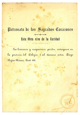 Programa evento Patronato de los Sagrados Corazones, 1907 - Valparaíso