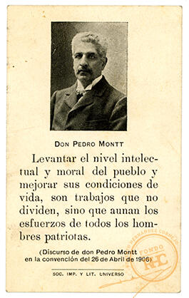 Tarjeta discurso Pedro Montt
