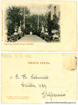 Postal Entrada parque municipal - Valparaíso