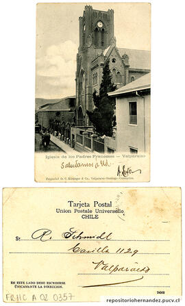 Postal Iglesia de los Padres Franceses 2 - Valparaíso