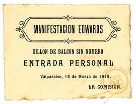 Tarjeta manifestación Edwards, 1919 - Valparaíso
